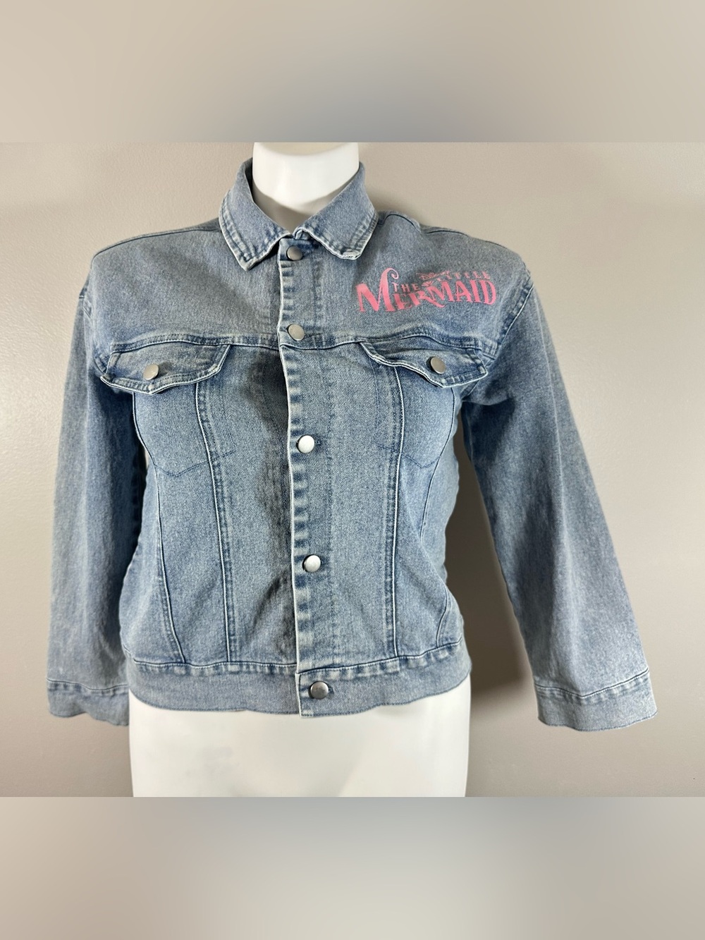 The Little Mermaid Ariel Jean Denim Jacket Youth XL 3/4 Sleeve Disney Princess
